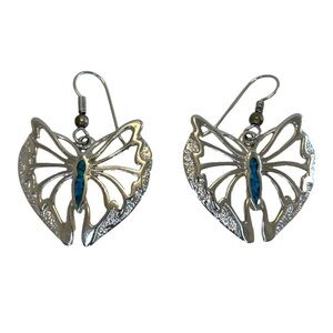 Silver Tone Cut Out Butterfly Dangle Earrings